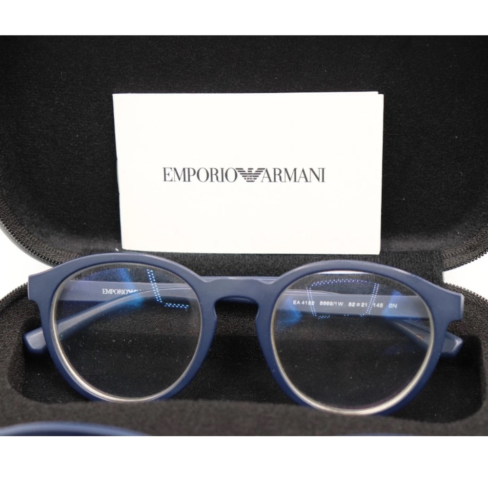 Emporio Armani EA 4152 5669/1W Matte Blue Colored with (2) Clip-Ons Sunglasses